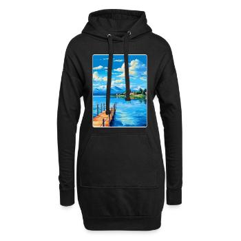 Lac de Varèse Italie Affiche de voyage vintage souvenir - Sweat-shirt à capuche long Femme - noir - Devant