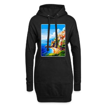 Amalfi Italie Affiche de voyage vintage WPA Souvenir - Sweat-shirt à capuche long Femme - noir - Devant