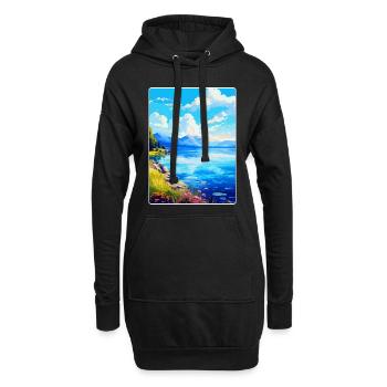 Lac du Bourget France Affiche de voyage vintage souvenir - Sweat-shirt à capuche long Femme - noir - Devant