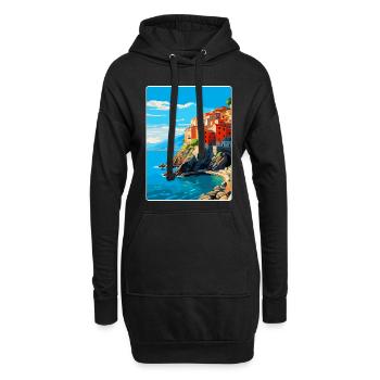 Cinque Terre Italie Affiche de voyage vintage souvenir - Sweat-shirt à capuche long Femme - noir - Devant