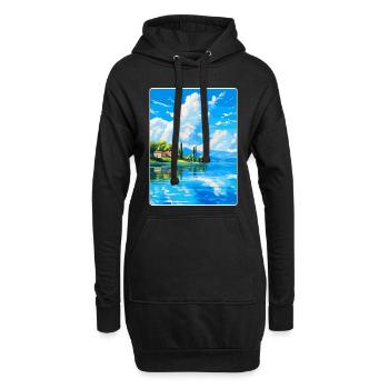Lac de Varèse Italie Affiche de voyage vintage souvenir - Sweat-shirt à capuche long Femme - noir - Devant