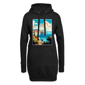 Antibes France Affiche de voyage vintage Souvenir WPA - Sweat-shirt à capuche long Femme - noir - Devant
