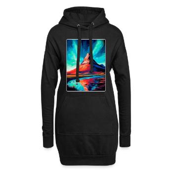 Kirkjufell Islande Poster de voyage vintage souvenir - Sweat-shirt à capuche long Femme - noir - Devant