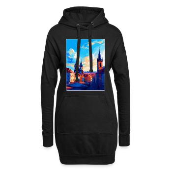 Prague République tchèque Affiche de voyage vintage WPA - Sweat-shirt à capuche long Femme - noir - Devant