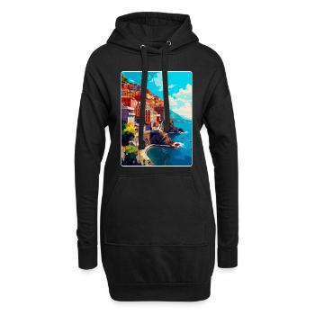Cinque Terre Italie Affiche de voyage vintage Souvenir - Sweat-shirt à capuche long Femme - noir - Devant