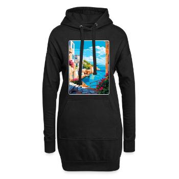 Rhodes Grèce Vintage Voyage Poster WPA Souvenir - Sweat-shirt à capuche long Femme - noir - Devant