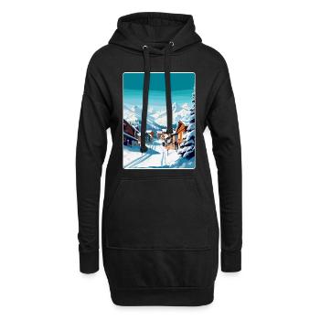 Val Thorens France Affiche de voyage vintage Souvenir - Sweat-shirt à capuche long Femme - noir - Devant