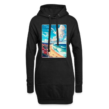 Nazaré Portugal Affiche de voyage vintage Souvenir WPA - Sweat-shirt à capuche long Femme - noir - Devant