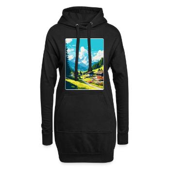 Gstaad Suisse Affiche de voyage vintage souvenir - Sweat-shirt à capuche long Femme - noir - Devant