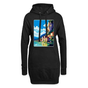 Souvenir de l’affiche de voyage vintage Durnstein Autriche - Sweat-shirt à capuche long Femme - noir - Devant