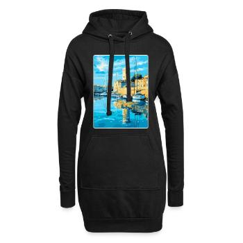 La Rochelle France Poster de voyage vintage souvenir - Sweat-shirt à capuche long Femme - noir - Devant