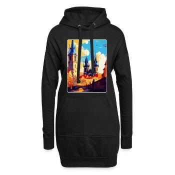 Prague République tchèque Affiche de voyage vintage WPA - Sweat-shirt à capuche long Femme - noir - Devant