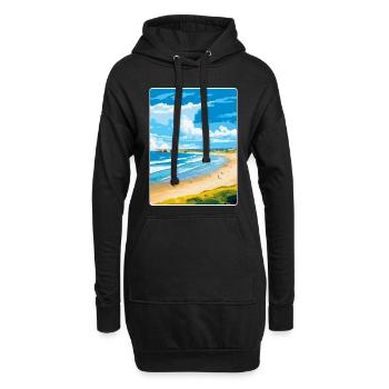 Portstewart Strand Irlande Royaume-Uni Affiche de voyage WPA - Sweat-shirt à capuche long Femme - noir - Devant