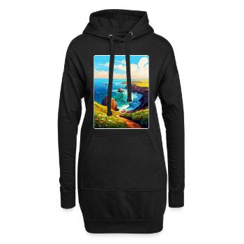 Lands End Cornouailles Angleterre Royaume-Uni Affiche de voyage WPA - Sweat-shirt à capuche long Femme - noir - Devant