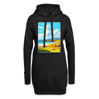 Île de Barra, Écosse, Royaume-Uni, Affiche de voyage vintage - Sweat-shirt à capuche long Femme - noir - Devant