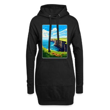 Bempton Cliffs Angleterre Royaume-Uni Affiche de voyage vintage - Sweat-shirt à capuche long Femme - noir - Devant