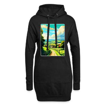 Cotswolds Angleterre Royaume-Uni Affiche de voyage vintage WPA Art - Sweat-shirt à capuche long Femme - noir - Devant