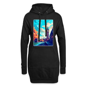 Londres, Angleterre, Royaume-Uni, Affiche de voyage vintage, Souvenir - Sweat-shirt à capuche long Femme - noir - Devant