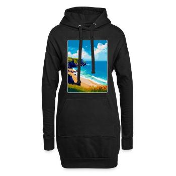 Porthcurno Beach Cornouailles Angleterre Royaume-Uni Affiche de voyage - Sweat-shirt à capuche long Femme - noir - Devant