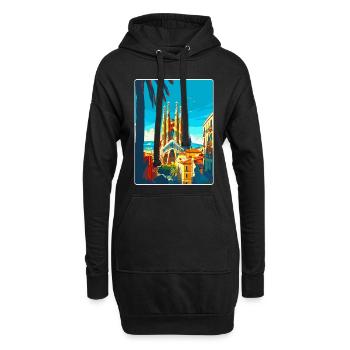 Barcelone Espagne Affiche de voyage vintage Souvenir WPA - Sweat-shirt à capuche long Femme - noir - Devant
