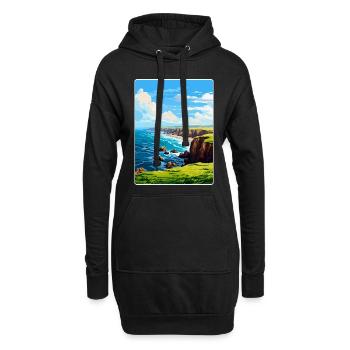 Lands End Cornouailles Angleterre Royaume-Uni Affiche de voyage WPA - Sweat-shirt à capuche long Femme - noir - Devant