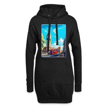Big Ben Londres Angleterre Royaume-Uni Affiche de voyage Souvenir - Sweat-shirt à capuche long Femme - noir - Devant