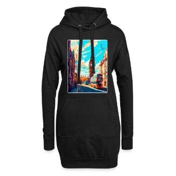 Londres, Angleterre, Royaume-Uni, Affiche de voyage vintage, Souvenir - Sweat-shirt à capuche long Femme - noir - Devant