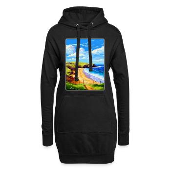 Holywell Bay Cornouailles Angleterre Royaume-Uni Affiche de voyage WPA - Sweat-shirt à capuche long Femme - noir - Devant