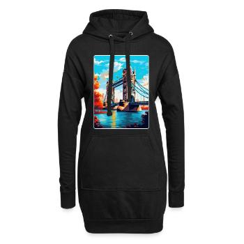 Tower Bridge Angleterre Royaume-Uni Affiche de voyage Souvenir WPA - Sweat-shirt à capuche long Femme - noir - Devant
