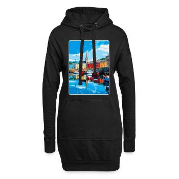 Padstow, Cornouailles, Angleterre, Royaume-Uni, Affiche de voyage, Souvenir - Sweat-shirt à capuche long Femme - noir - Devant