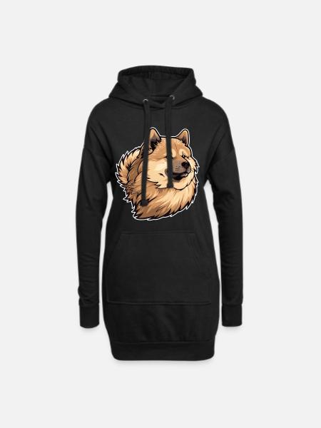 Eurasier Hund Hundekopf - Hoodie-Kleid - Schwarz