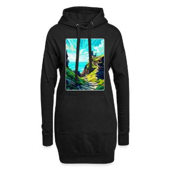 Château de Tintagel Angleterre Royaume-Uni Affiche de voyage souvenir - Sweat-shirt à capuche long Femme - noir - Devant