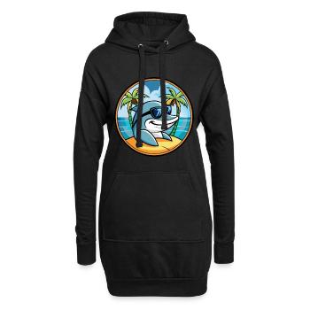 Delfin Lustige Cartoon Sommer Strand Sonnenbrille Cool - Hoodie-Kleid - Schwarz - Vorne