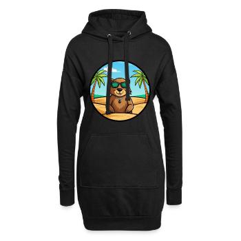Marmotte Drôle Dessin Animé Plage Été Lunettes de soleil - Sweat-shirt à capuche long Femme - noir - Devant