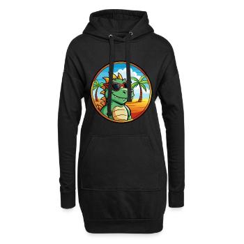 Drache Lustige Cartoon Sommer Strand Sonnenbrille Cool - Hoodie-Kleid - Schwarz - Vorne