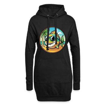 Fisch Lustige Cartoon Sommer Strand Sonnenbrille Aufkleber - Hoodie-Kleid - Schwarz - Vorne