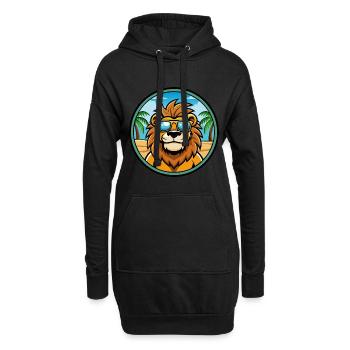 Löwe Lustige Cartoon Sommer Strand Sonnenbrille Aufkleber - Hoodie-Kleid - Schwarz - Vorne
