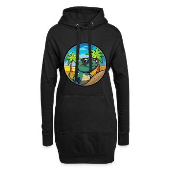 Eidechse Lustige Cartoon Sommer Strand Sonnenbrille Cool - Hoodie-Kleid - Schwarz - Vorne