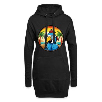 Papagei Lustige Cartoon Sommer Strand Sonnenbrille Cool - Hoodie-Kleid - Schwarz - Vorne
