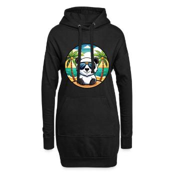 Panda Lustige Cartoon Sommer Strand Sonnenbrille Cool - Hoodie-Kleid - Schwarz - Vorne