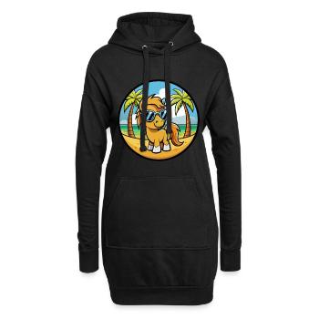 Pony Lustige Cartoon Sommer Strand Sonnenbrille Aufkleber - Hoodie-Kleid - Schwarz - Vorne