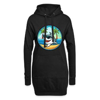 Requin Drôle Dessin Animé Plage D’été Lunettes De Soleil Cool - Sweat-shirt à capuche long Femme - noir - Devant