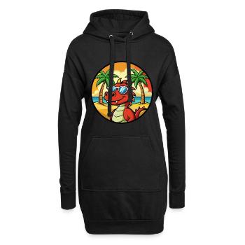 Drache Lustige Cartoon Sommer Strand Sonnenbrille Cool - Hoodie-Kleid - Schwarz - Vorne