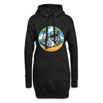 Delfin Lustige Cartoon Sommer Strand Sonnenbrille Cool - Hoodie-Kleid - Schwarz - Vorne