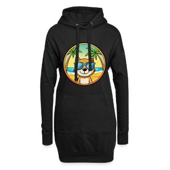 Katze Lustige Cartoon Sommer Strand Sonnenbrille Aufkleber - Hoodie-Kleid - Schwarz - Vorne