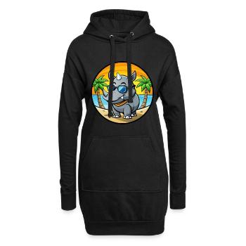 Rhino Drôle Dessin Animé Plage D’été Lunettes De Soleil Cool - Sweat-shirt à capuche long Femme - noir - Devant