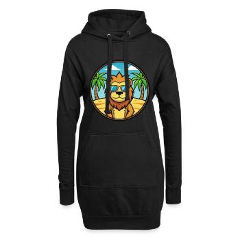 Löwe Lustige Cartoon Sommer Strand Sonnenbrille Aufkleber - Hoodie-Kleid - Schwarz - Vorne