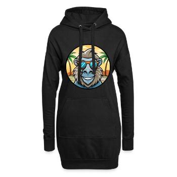 Babouin Drôle Dessin Animé Plage D’été Lunettes De Soleil Cool - Sweat-shirt à capuche long Femme - noir - Devant