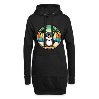 Pingouin Drôle Dessin Animé Plage D’été Lunettes De Soleil Cool - Sweat-shirt à capuche long Femme - noir - Devant