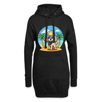 Caniche Chien Drôle Dessin Animé Plage De Plage Lunettes De Soleil - Sweat-shirt à capuche long Femme - noir - Devant